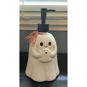 New Ceramic Ghost W/Baby Boo Soap Dispenser Halloween Spooky Decor & Boo Tag
